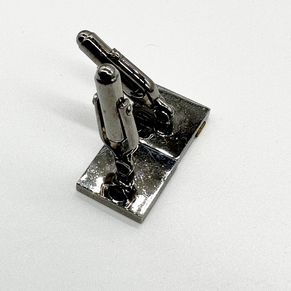 Vintage Anson Gunmetal w/ Gold Stripe Square Cufflinks - Picture 5 of 7